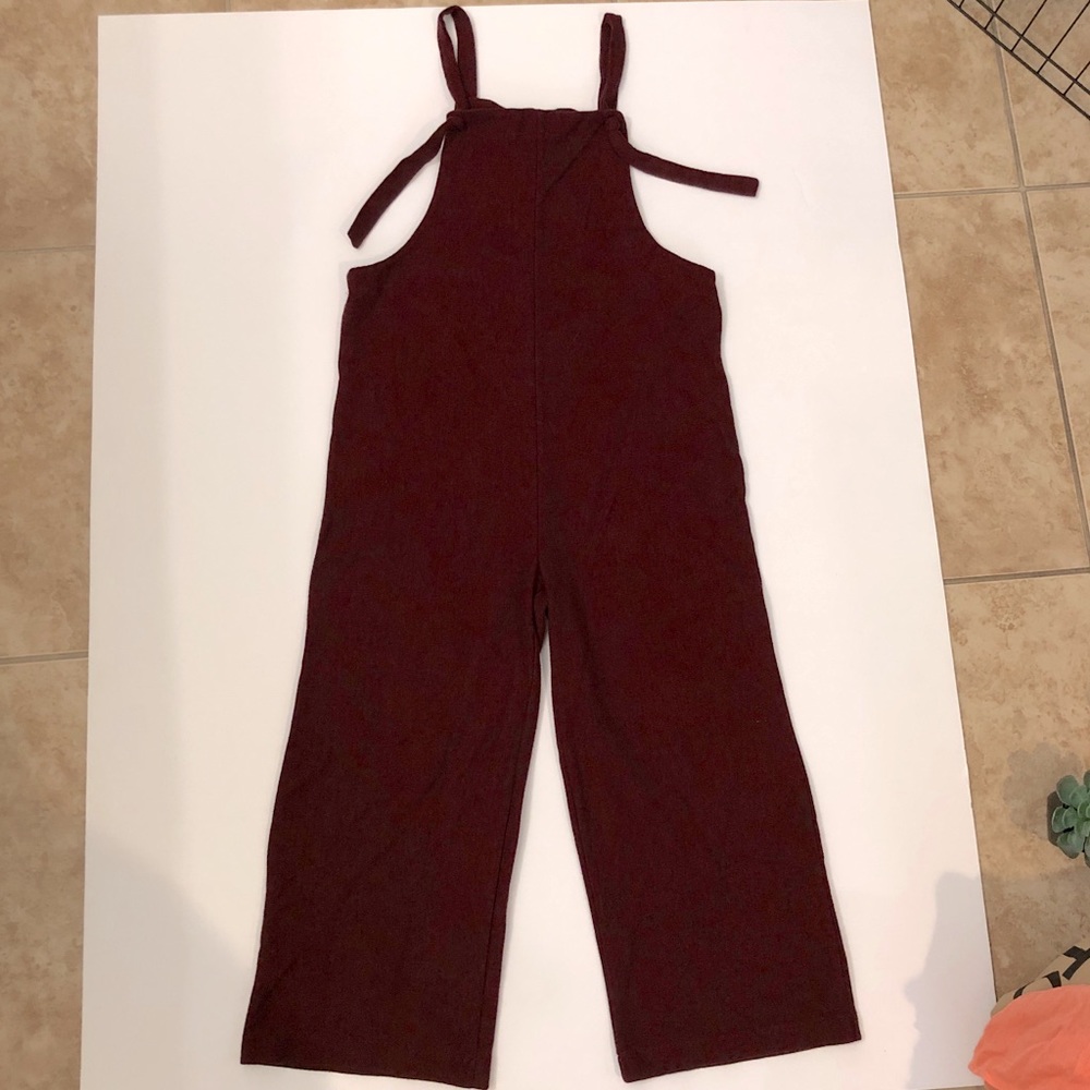 Urban Romantics | Burgundy Overalls | Romper | Maroon | Wide-leg